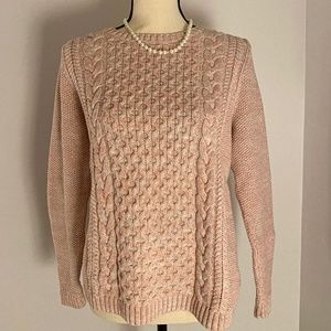 TALBOTS Thick Pink Cable Knit Vintage Sweater SIZE SP